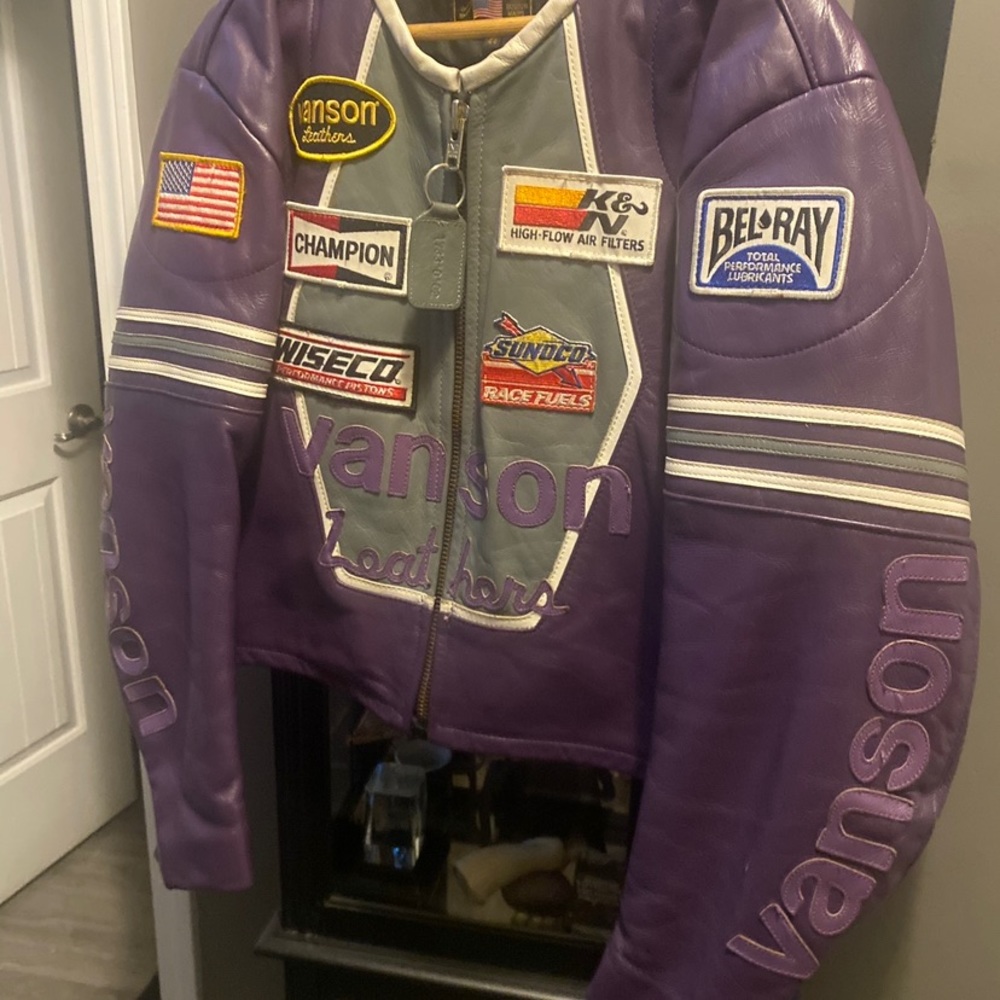 Vanson Purple Leather Racing Jacket
